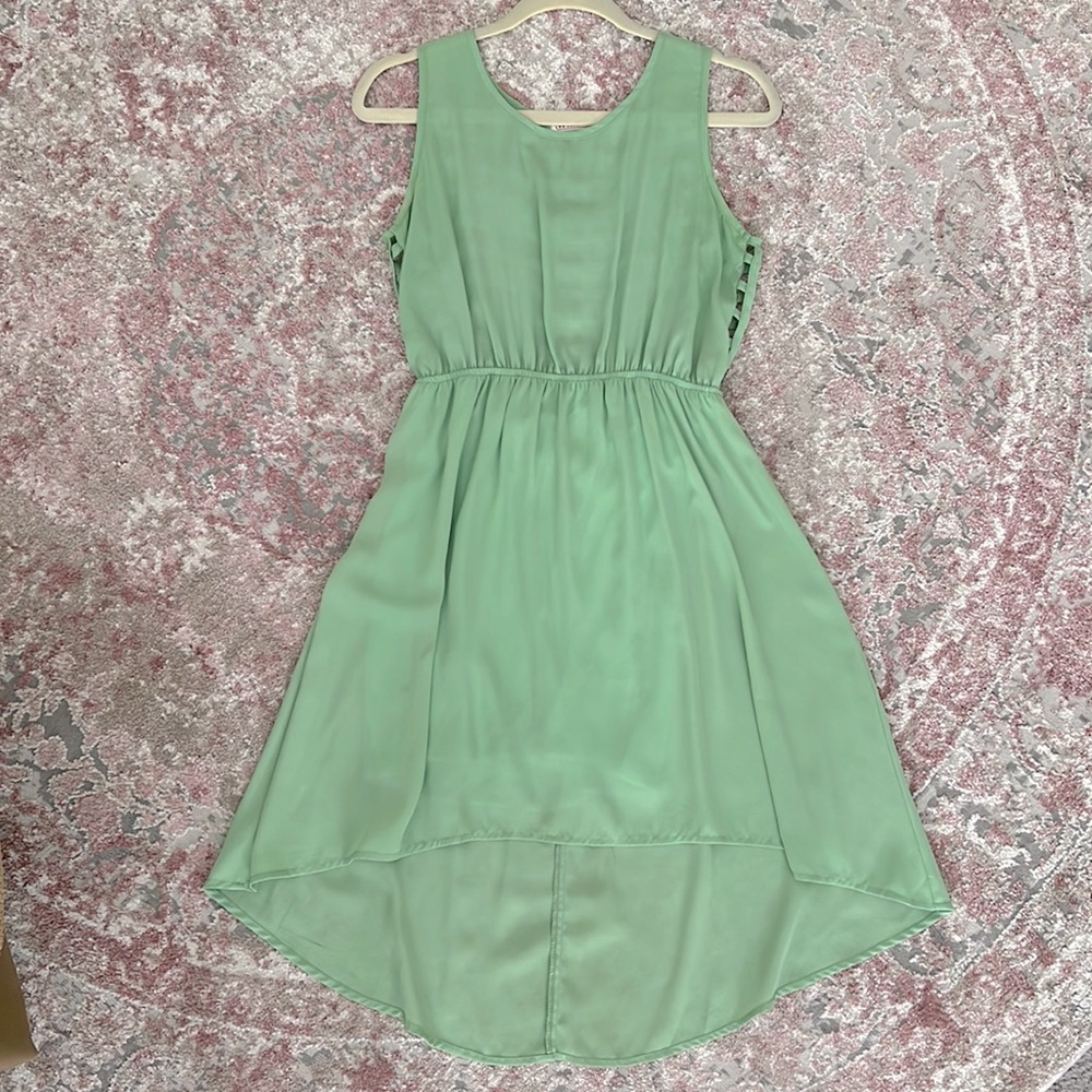 Light Green High-Low Dress with cut-out detailing on back